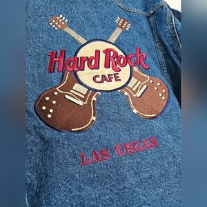 NWOT Hard Rock Cafe Guitars Denim Jacket Button Front Jean Embroidered M Unisex